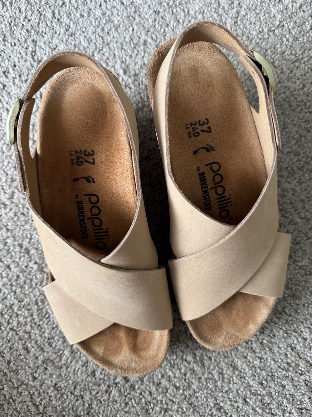 Papillio Neutral Tan Crisscross Slingback Sandals